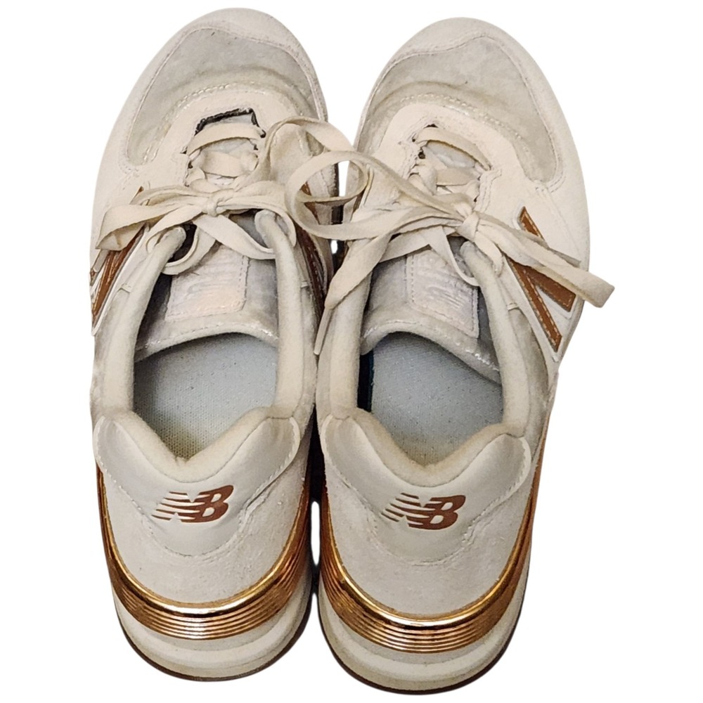 New Balance 574 WL574COS Women's Size 9.5 Sneakers Gold Beige Suede Shoes Retro - Picture 3 of 8